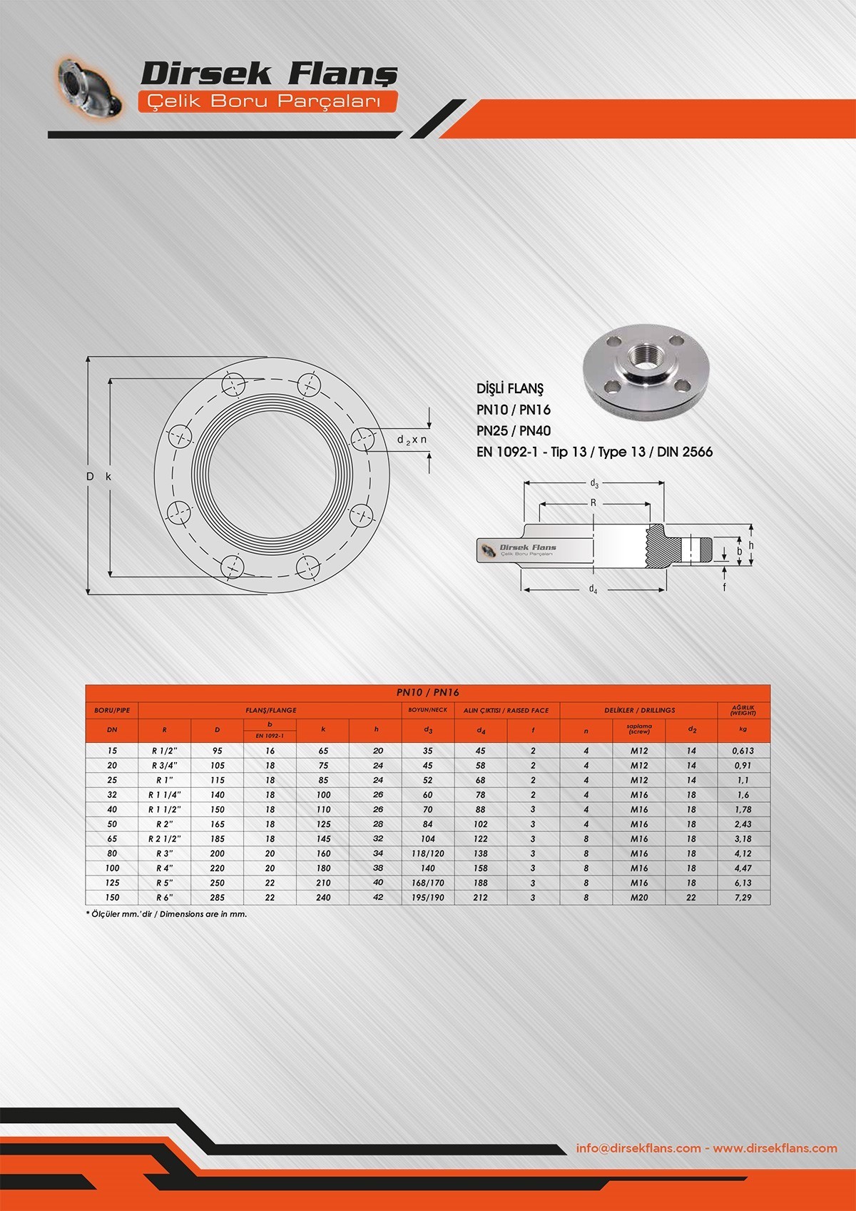 DİŞLİ FLANŞ PN 16